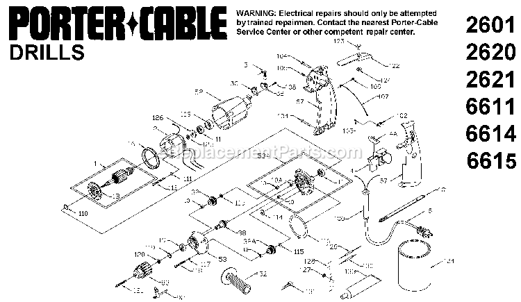 Porter Cable 2621 (Type 1) 3/8 Vsr Keyls Drill Power Tool Page A Diagram